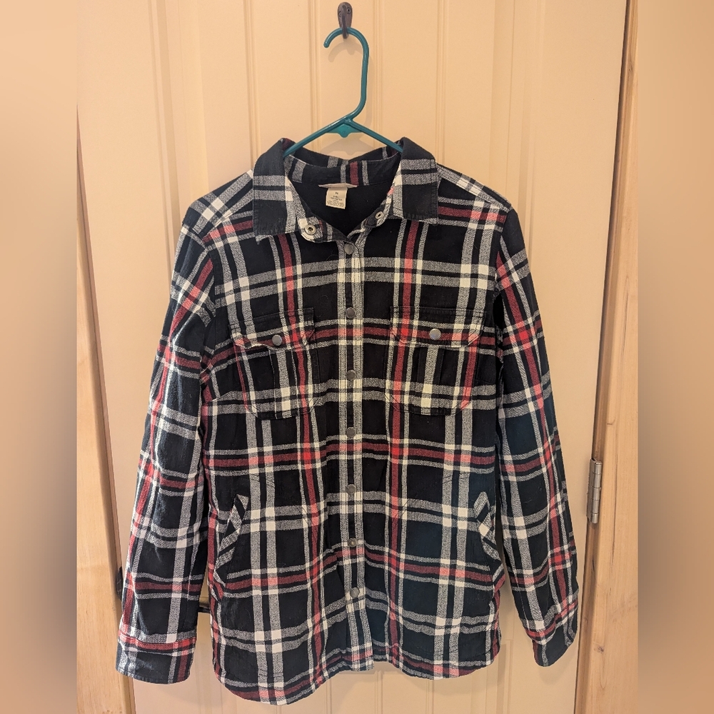 Duluth Trading Company Women's Fleece lined Flannel Shirt Jacket